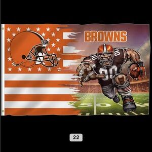 NFL Browns Orange and White Flag 3 x 5 FT
